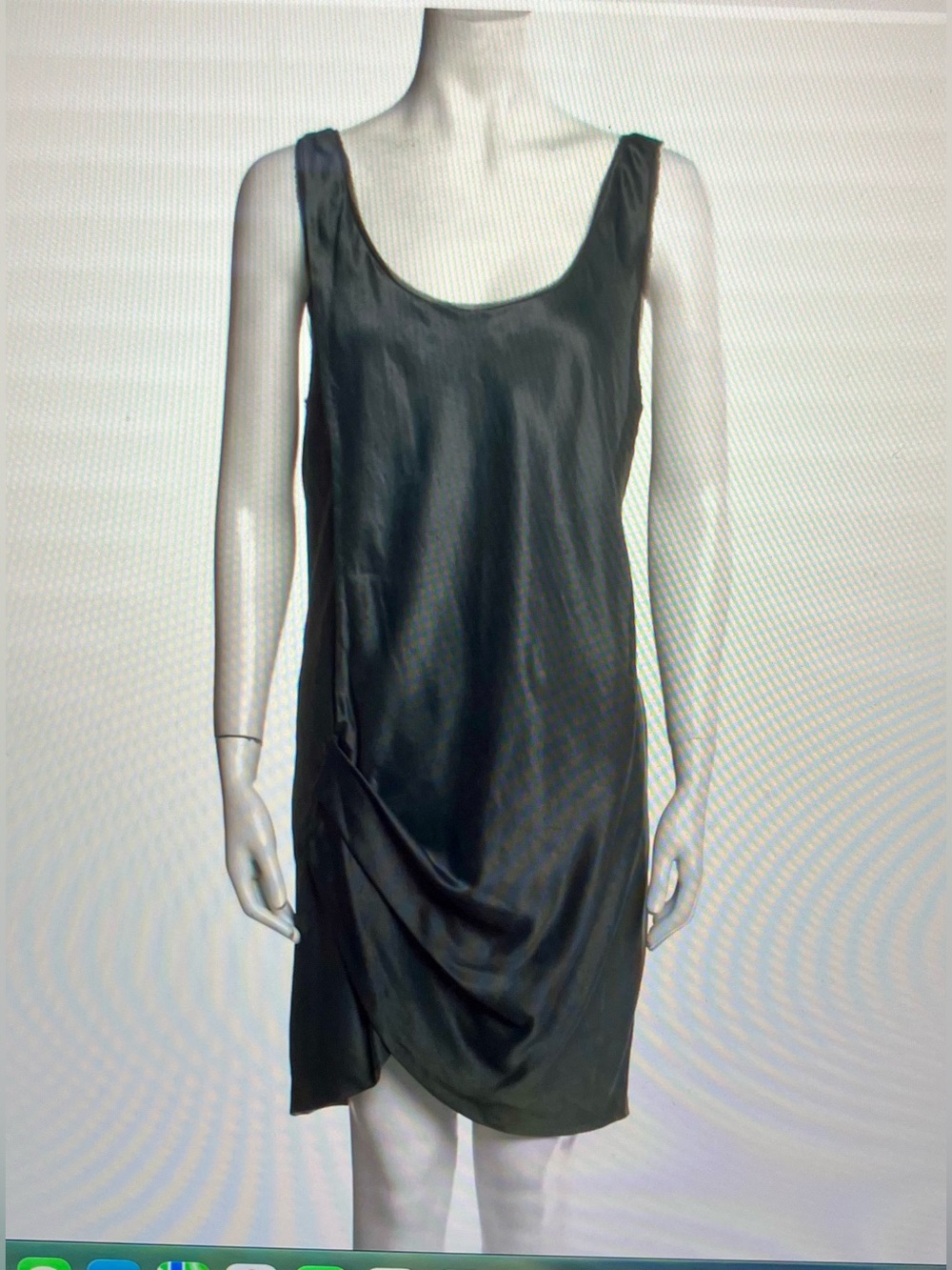 Helmut Lang Wrinkled Satin Silk Draped Mini Dress in Grey - Size 8